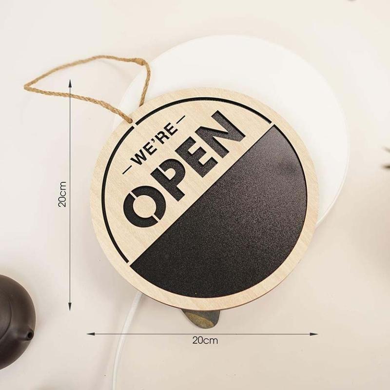 Product Introduction of Bảng gỗ treo 2 mặt Open Closed viết phấn giờ đóng mở cửa quán 3