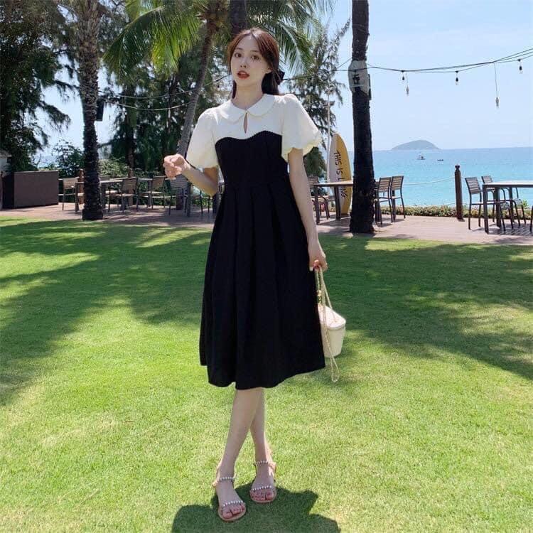Váy bầu xinh tiểu thư  thoáng mát dự tiệc đi chơi cho chị em bầu thoải mái Đầm Bầu thường mặc màu đen 1