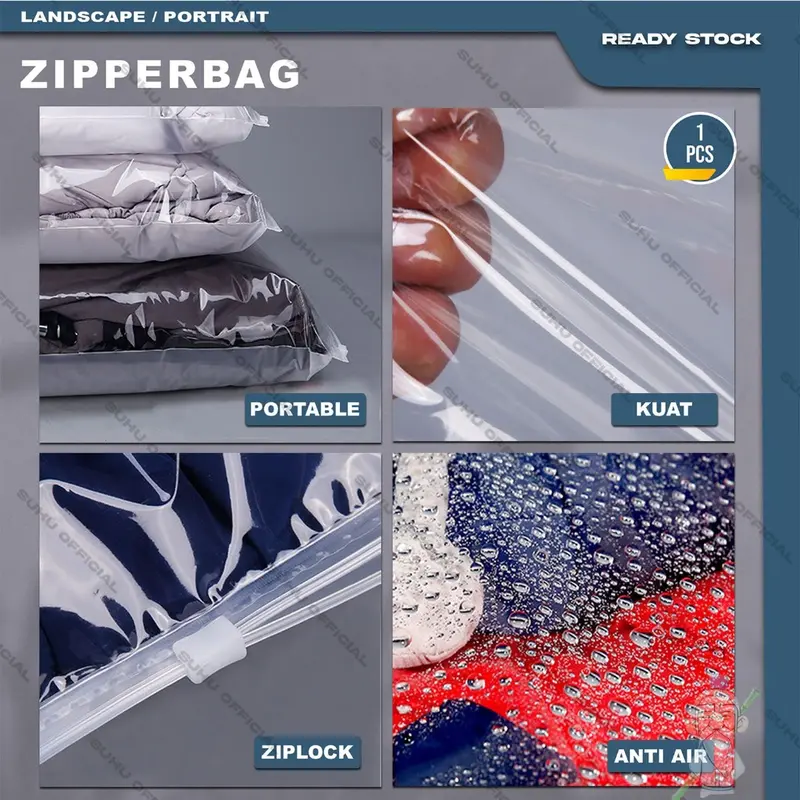 Pouch Plastik Ziplock Baju ZIPPER BAG Transparan Portrait 2