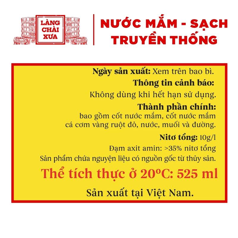 Thùng 6 chai nước mắm nhỉ cá cơm vàng ruột đỏ Làng Chài Xưa 525ml/chai cá ngon vùng nước trồi 300 năm truyền thống phù hợp làm nước sốt và gia vị, Chua 2