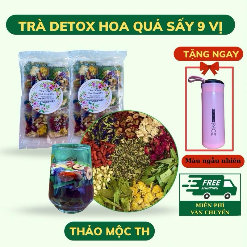 20 gói TRÀ DETOX thảo mộc 9 vị - TẶNG BÌNH màu ngẫu nhiên hoặc 5 gói trà, Trà thảo mộc hoa quả sấy TH Nước Trà Chè