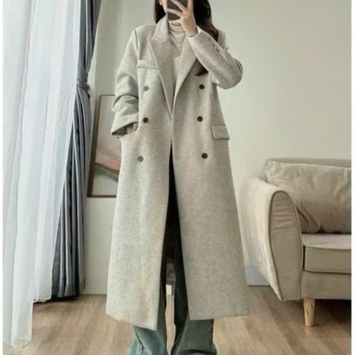 Áo khoác dạ ép Lì dáng dài hai lớp lót lụa .