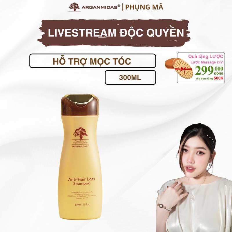 [Arganmidas x Phụng Mã] Dầu gội cao cấp hỗ trợ mọc và phục hồi nang tóc,  Arganmidas Moroccan Argan Oil - 300ml, bộ gồm 1 chai