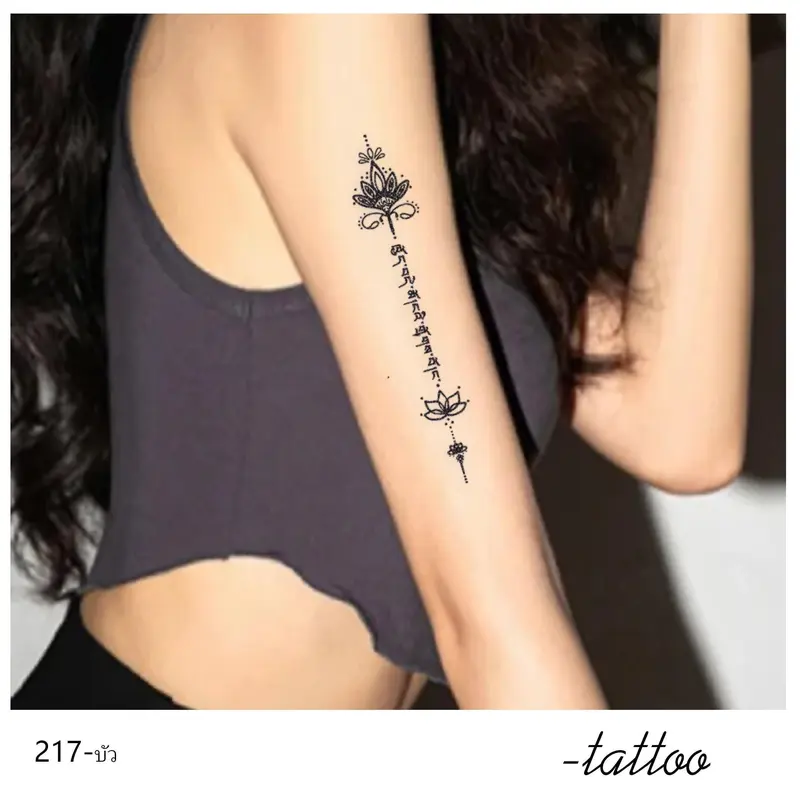 （OUT） ZOAR-BY08 Stiker Tato Temporary Semi Permanen 【Kombinasi kalimat bahasa inggris】Tahan lama Tattoo menempel dekorasi seni untuk pria dan wanita 3