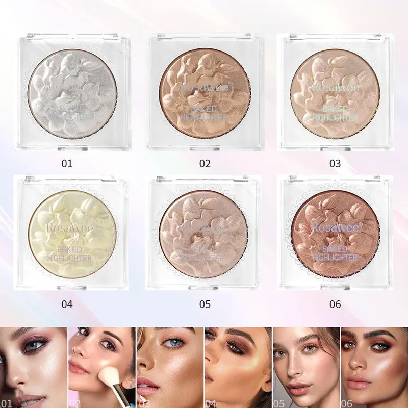 Highlighter Palette, 1 Box Three-Dimensional Flower Fine and Smooth Powder Highlighter, Universal Highlighter for Women & Girls 0