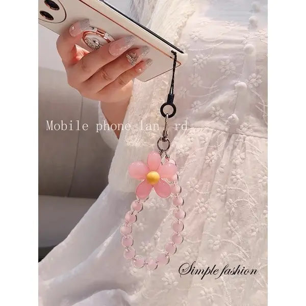 Lanyard Tali Gantungan Gelang Strap HP Phone Charm Handphone Device Kamera Handmade Macaron Candy Lanyard Full Warna Korean Style Black Pink Estetik Bracelet Beads Butterfly Smile Pearls Mutiara Ribbon Pita Flower Bunga Heart Hati Choco Karakter 8