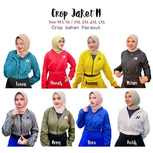 Nahra Crop Jaket N Taslan Sport Senam Olahraga Wanita Bahan Parasut