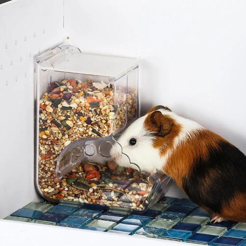 Hamster Rabbit Food Dispenser Feeder Plastic Clear Automatic Pet Feeder For Hamster Guinea Pigs Rabbit Food Bowl Container 1