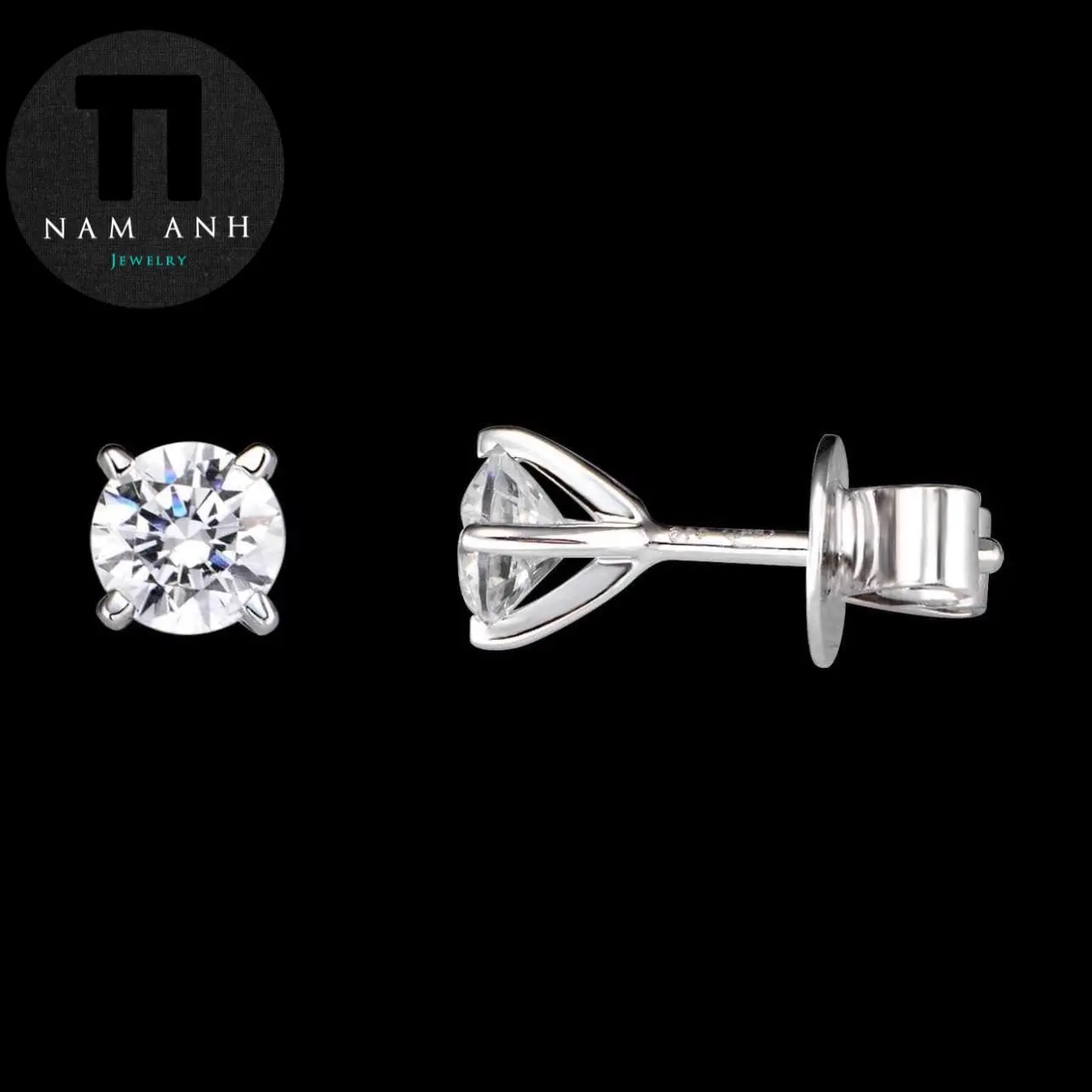 >NAJ< Bông tai 4 chấu 1 hột vỏ xoàn cao cấp - Đã xi kim
