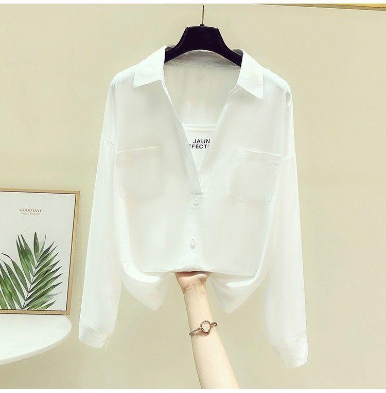 Product Introduction of Design White Younger Shirt Long Sleeve Women's Spring and Autumn 2023 New Korean Style Loose False Two Pieces All-Matching Top 16