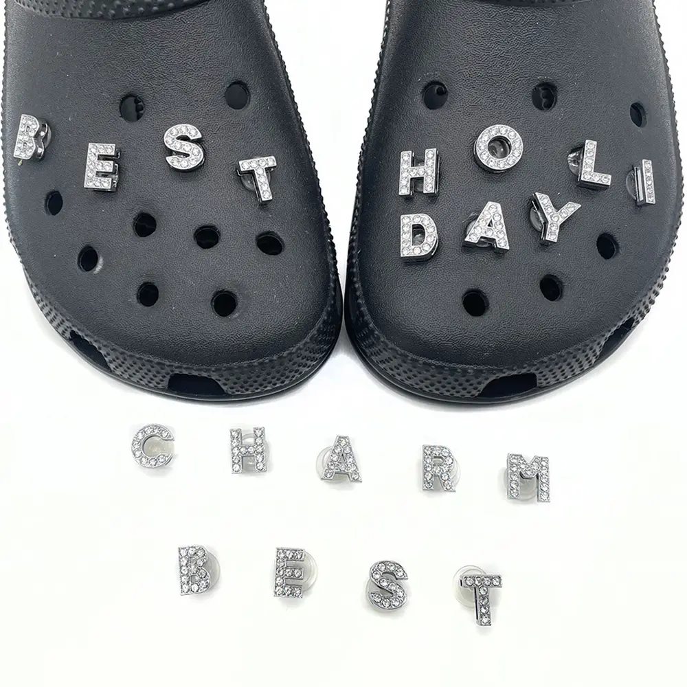 Charm Giày Bảng Chữ Cái Màu Bạc, 1 Cái, Để Trang Trí Croc, Ghim Guốc Chữ Kim Loại, Phụ Kiện Dép Trượt, Khóa Trang Sức, Dành Cho Nam, Nữ Và Trẻ Em, Đồ Trang Trí Giày Tốt