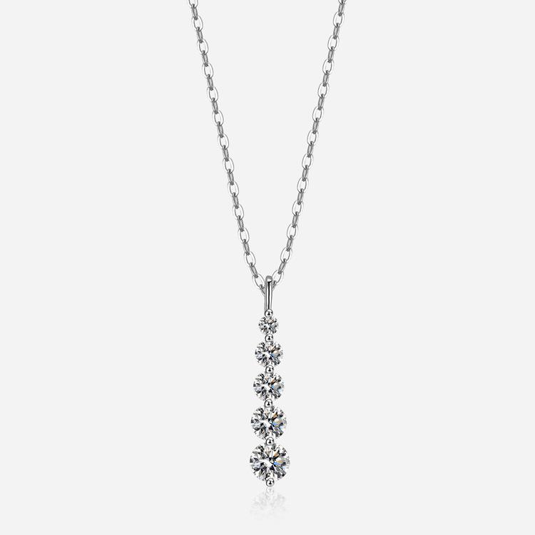 Hot Sale New Simulation Moissanite Straight Necklace Female Pendant Clavicle Chain Jewelry Internet Celebrity Same Style High Sense 3