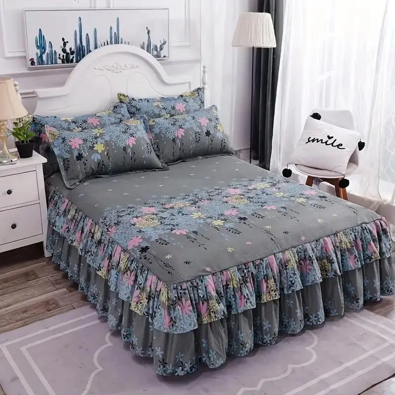 Bed Skirt without Pillowcase, 1 Count Multi-size Non-slip Romantic Bed Skirt, Decorative Soft Comfortable Bedding for Bedroom Home Dormitory Hotel Salon 0