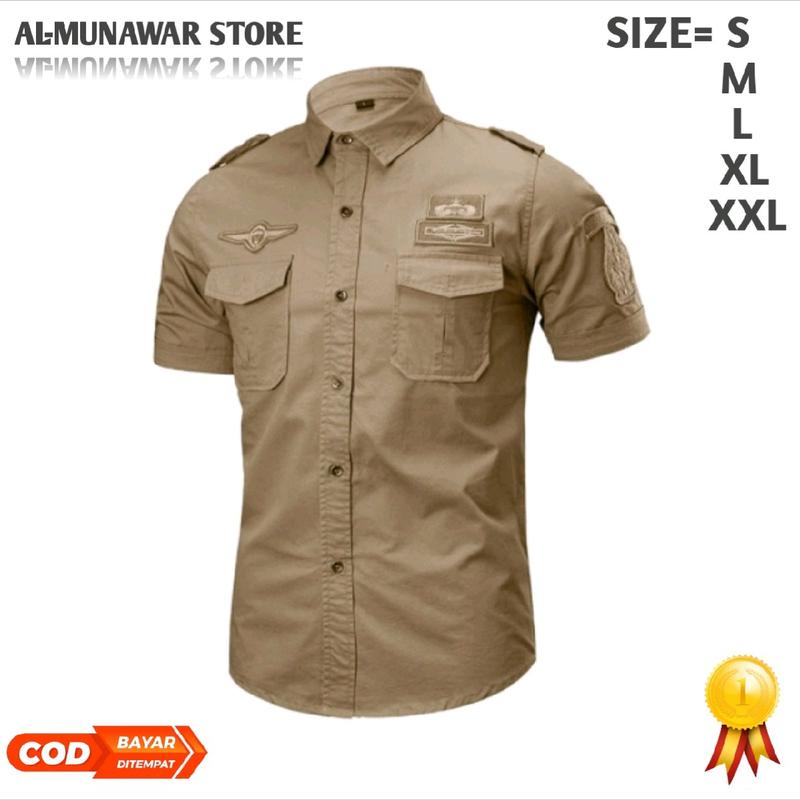 KEMEJA TACTICAL PRIA - KEMEJA PDH - SERAGAM PDH LENGAN PENDEK MODEL SLIMFIT Tebal 4