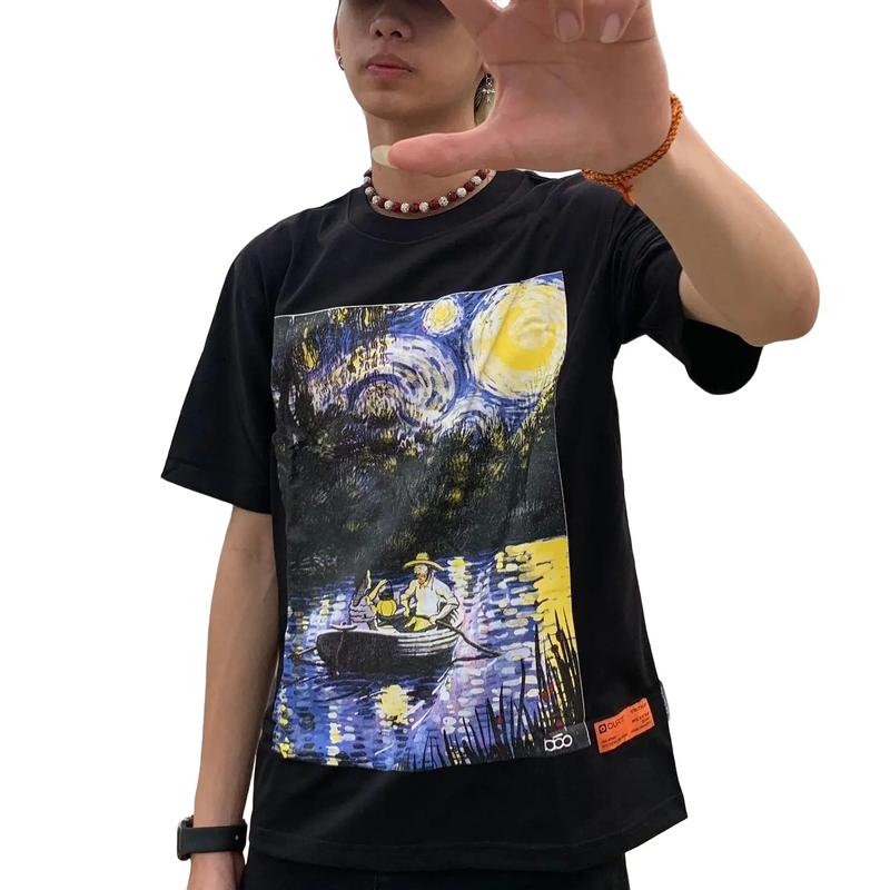 OF30/ Áo Thun Form Rộng Nam Nữ Trắng Đen Áo Thun Trơn Tay Lỡ Full Xanh Cổ Tròn Top Menswear Cotton