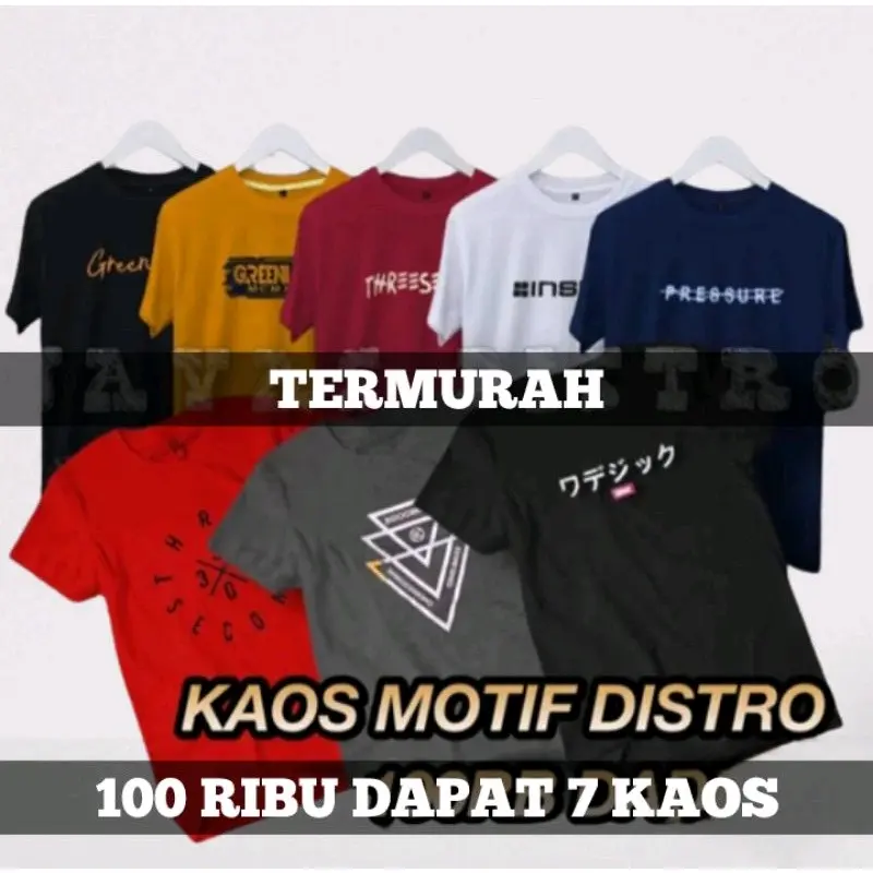 PAKET USAHA 100RB DAPAT 7 KAOS MOTIF DISTRO COD GRATIS ONGKIR PROMO 0