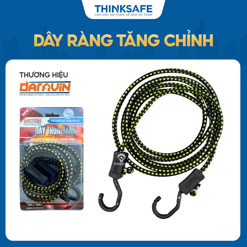 Dây ràng đồ xe máy Daravin dài 2m, 3m, 4m Dây thun ràng tăng chỉnh, dây chằng hàng móc nhựa lõi thép - THINKSAFE