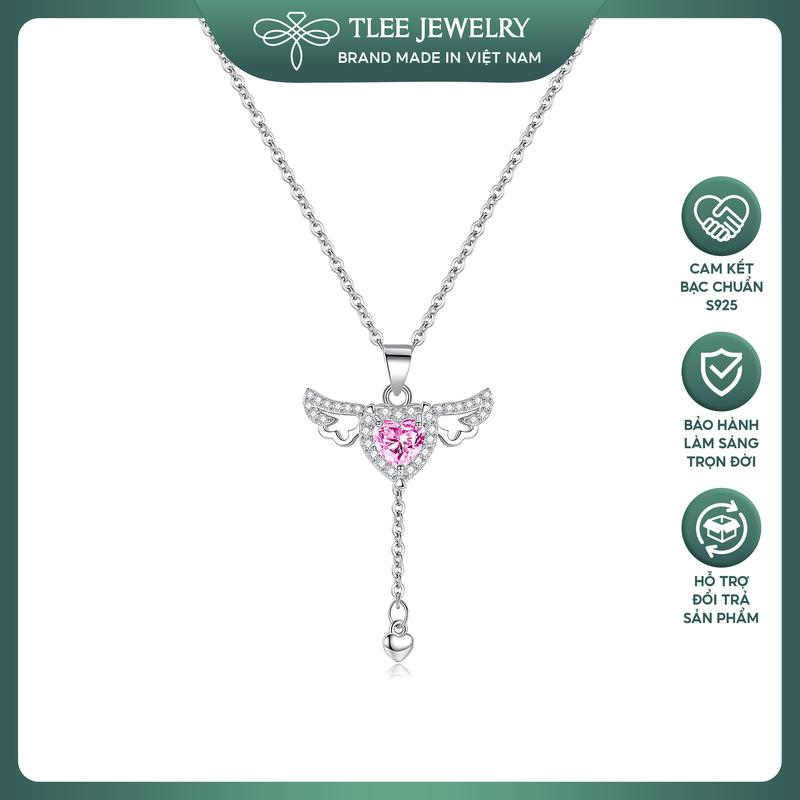 Dây chuyền bạc nữ TLEE mẫu cánh thiên thần rút Ofelia bạc 925 xi bạch kim cao cấp TLEE JEWELRY D0239