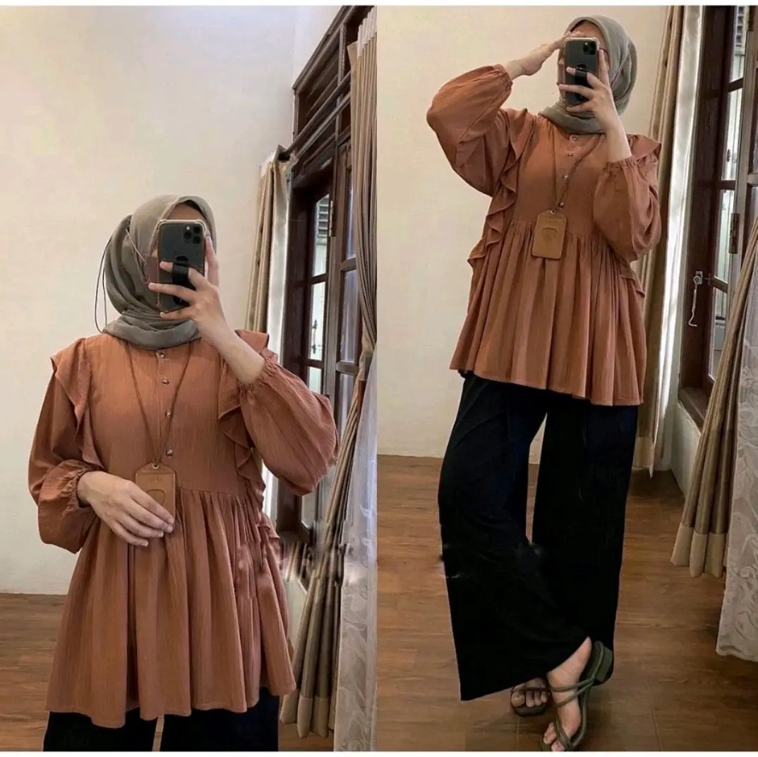 KARINA BLOUSE SELEBGRAM VIRAL PEPLUM CRINCLE