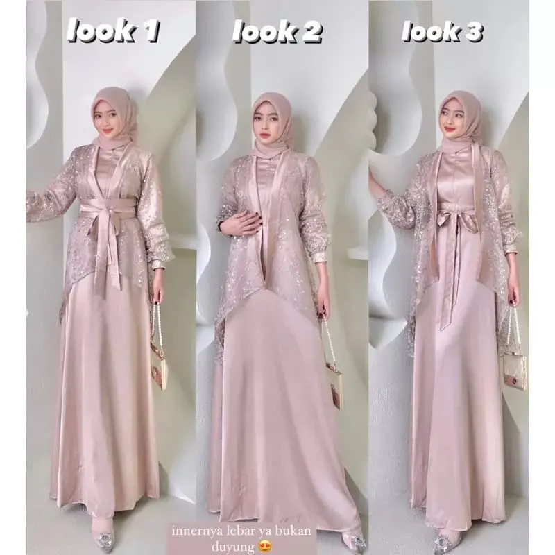 VELOXA DRESS INNER + OUTER BRUKAT TILLE JULLITE PREMIUM (FREE BELT) FUJI 2 / ONESET DRESS KONDANGAN PLUS OUTER LUXURY 5