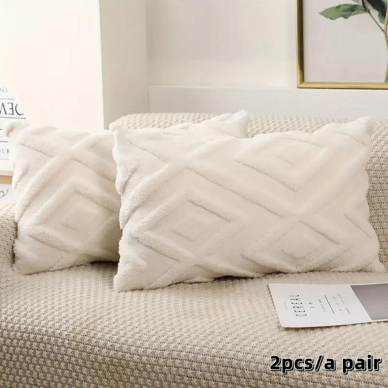 Geometric Pattern Pillow Case, 2pcs/set Soft Plush Throw Pillow Cover without Filler, Household Decoration Supplies for Home Living Room Bedroom 5