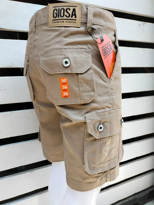 Celana Pendek Cargo Pria Bahan Katun Tebal Halus Kualitas CARDINAL Merk GIOSA Warna Hitam Abu Mocca Krem Ukuran 27 38 Broadshort Kargo Bali 2