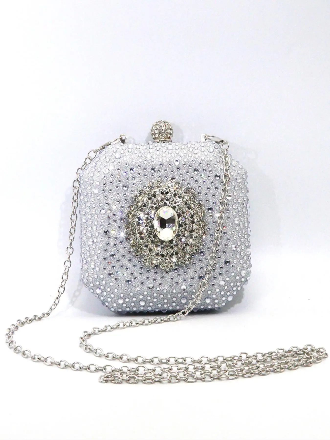 Women's Elegant Rhinestone Decorated Evening Bling Bag, Exquisite Trendy Chain Strap Crossbody Bag, Fashionable Bag for Party Decoration