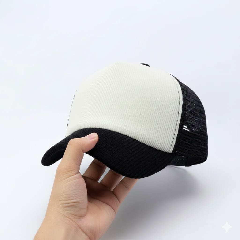 Topi Trucker Hat Lidah Pendek Bahan Corduroy Dewasa