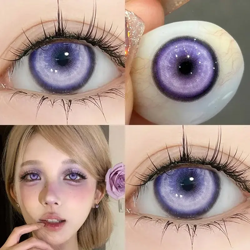 1 Cặp Kính Áp Tròng Màu Cosplay Xanh Lá Xanh Dương Xanh Dương Đỏ Xám Hồng Kính Áp Tròng Đáng Sợ Halloween Kính Áp Tròng Mềm 14.5Mm 2