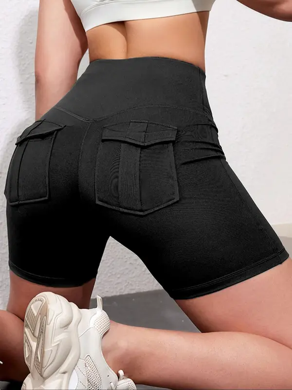 Women's Solid Color High Waist Cargo Shorts, Casual Comfy Breathable Skinny Shorts for Daily Wear, Ladies Bottoms for Summer 0