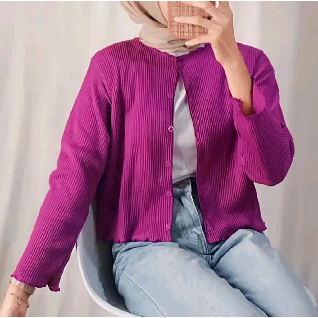 Study_Storee• CARDIGAN CROP TOP//CARDIGAN RAJUT Polos Kancing Panjang