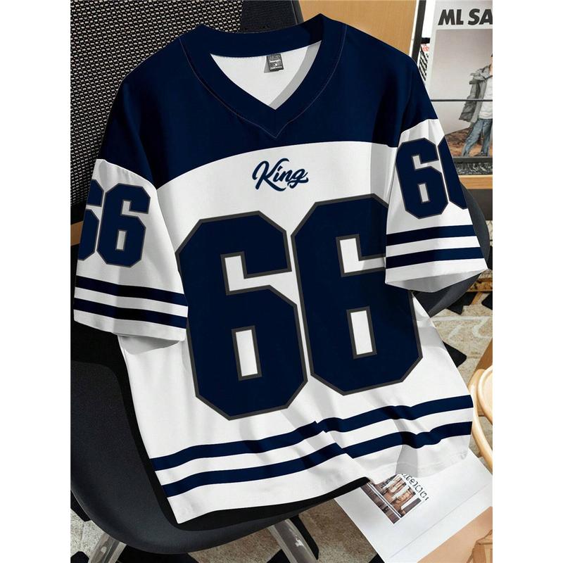 Áo Thi Đấu Thể Thao, ngắn Tay, Cổ Chữ V, Dành Cho Cặp Đôi, Phong Cách Đường Phố, Unisex, In Số, Áo Phông, Ngoại Cỡ, Có Thể Tùy Chỉnh Miễn Phí 4
