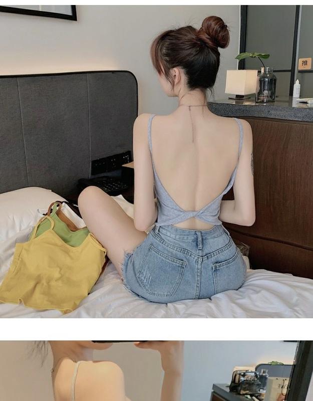 Product Introduction of Twisted Beauty Back Sling Vest Women's Summer Bottoming Shirt Outer Wear Inner Wear Backless Short Top 2