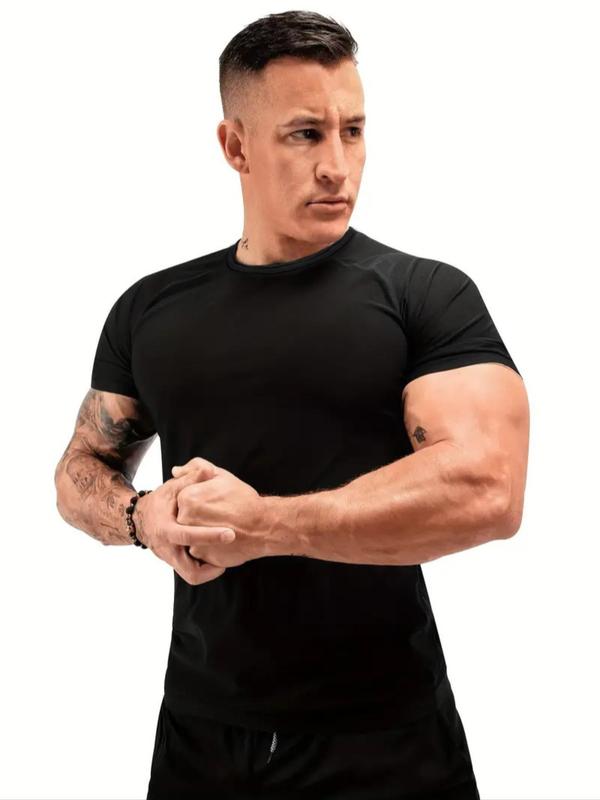 Men's Round Neck Shapewear Top, Plain Comfortable Crew Neck Short Sleeve Shaper, Men's Underwear & Sleepwear for Daily Wear 6