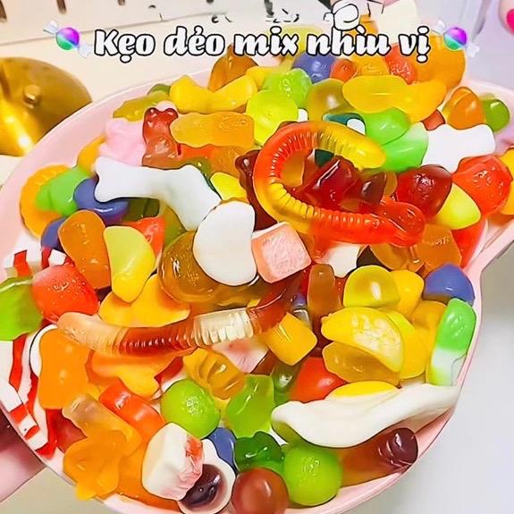 Túi mix vị 500gram Kẹo dẻo hương trái cây tự nhiên mix nhiều vị Ăn Vặt Snack Food Thức Ăn Candy Không Kèm Xô