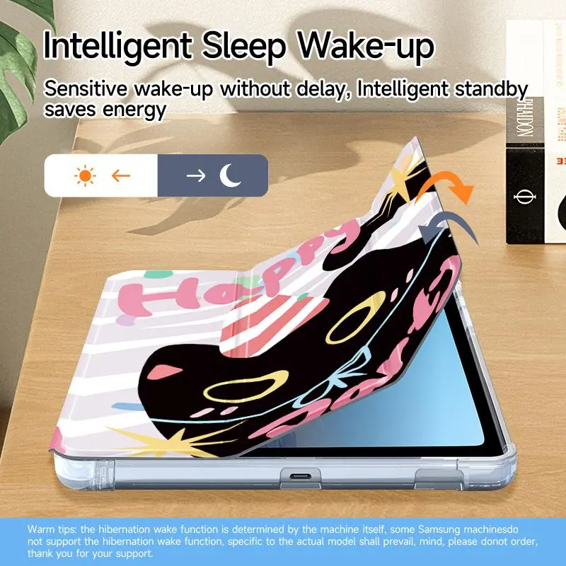Cute Cat Pattern Tablet Case, Auto Sleep/Wake-Up Tablet Protective Cover with Pen Slot, Tablet Accessories Compatible with iPad 6