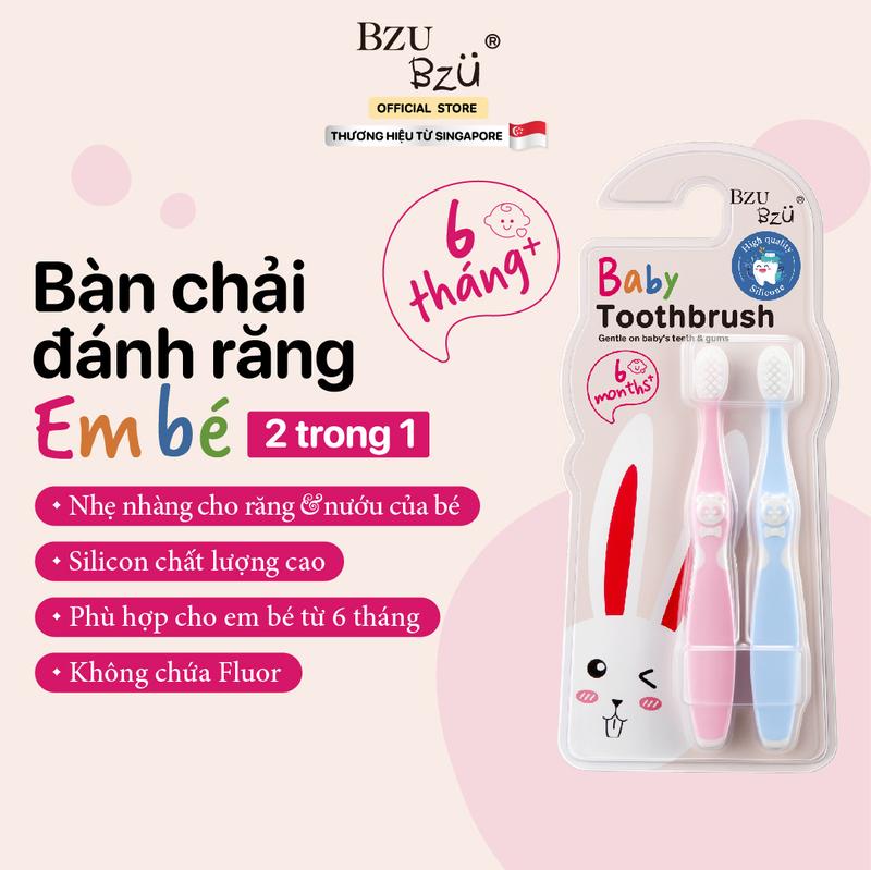 Product Introduction of Bàn Chải Đánh Răng Em Bé BZU BZU Baby Toothbrush 2 Trong 1 Làm Sạch Răng Và Nướu Nhẹ Nhàng Cho Bé 1