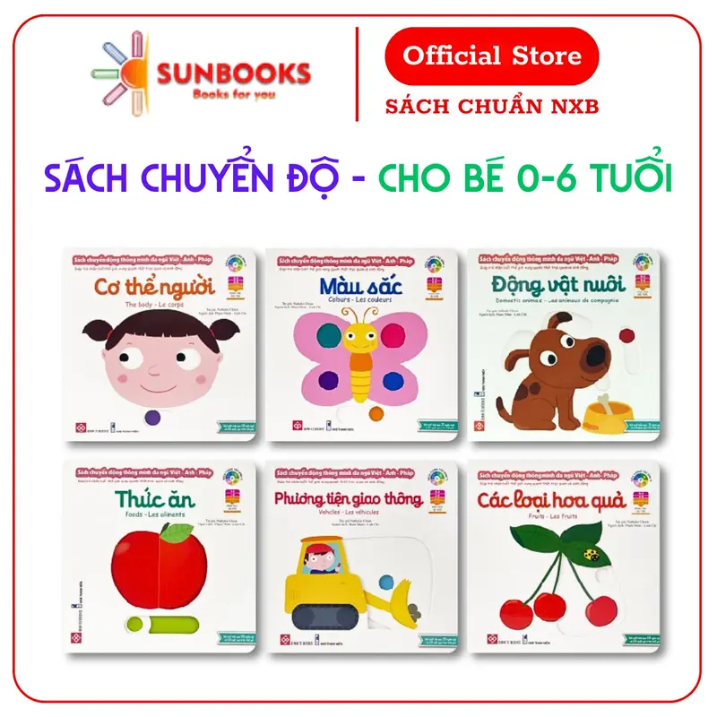 Sách Đa Tương Tác - Chuyển Động Thông Minh Đa Ngữ Việt - Anh - Pháp - Dành cho trẻ từ 0 - 6 tuổi - Đinh Tị Books 0