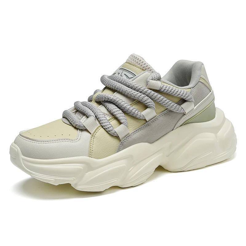 Anpassa Dammode Läder Sport Promenader Sneakers Chunky Höjd Ökad Hiss Fritidslöpare Skor för män Tränare Träning_voghion.com