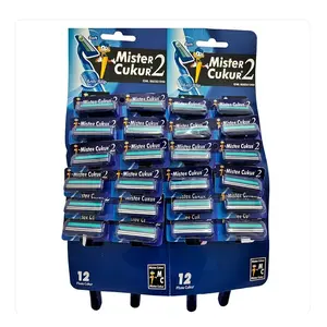 1 Lembar ( Isi 12 PCS) - Alat Cukur Jenggot Kumis 2 Mata Lebih Tajam / Pisau Cukur 2 Mata Pisau / Pisau Cukur 2 Mata Pisau + Aloevera Groming Razor / Alat Pencukur Kumis