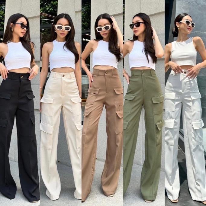 Celana Cullote Cargo 4 Pocket Panjang [MAYA] - Bangkok - Santai, Casual, Katun, Nyaman, Kulot, Wanita, Kerja 4
