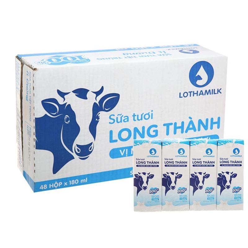 Sữa tươi Ít Đường Long Thành thùng 48 hộp 180ml sữa lothamilk