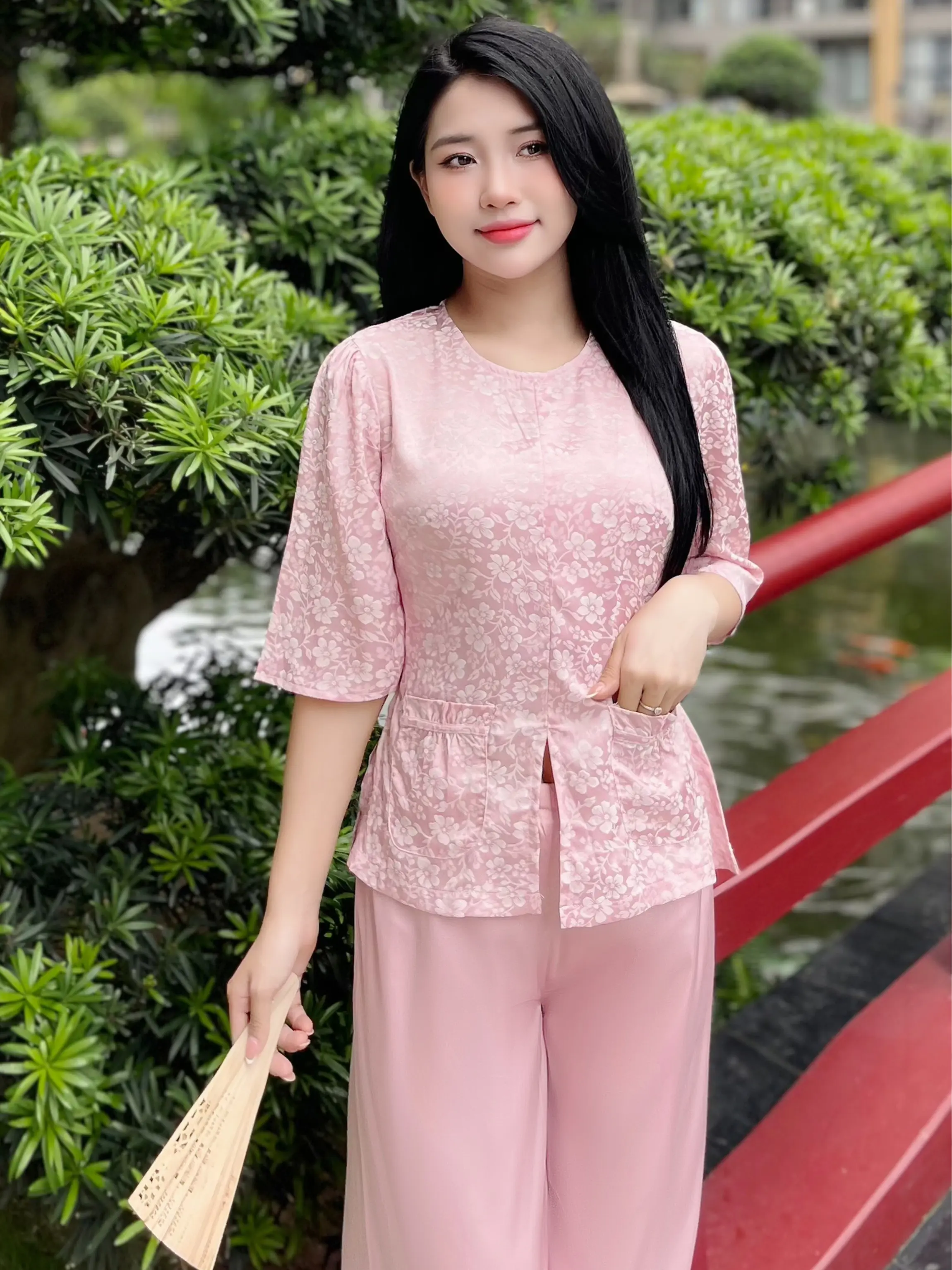 ( Mã K2 ) Mẫu bà ba lụa gấm túi bèo tay lỡ , đi chơi, đi chùa , đi lễ hội Nữ  Women