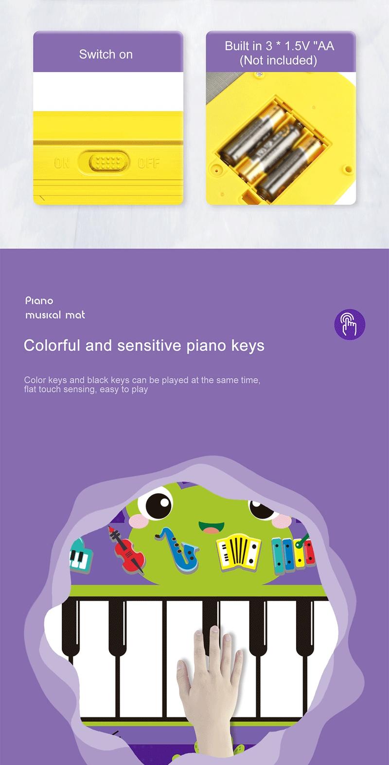 Product Introduction of Kids Musical Mat Piano Keyboard & Jazz Drum 2-in-1 Musical Toys for Toddlers Touch Play Floor Music Playmat Education Learning Toys Gifts 19
