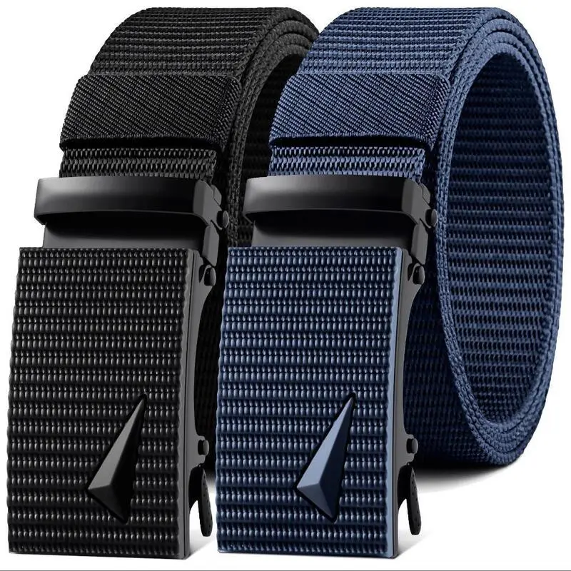 Fashionable nylon for men, automatic buckle outdoor canvas belt, men's new trend, Korean version, student military training jeans belt
