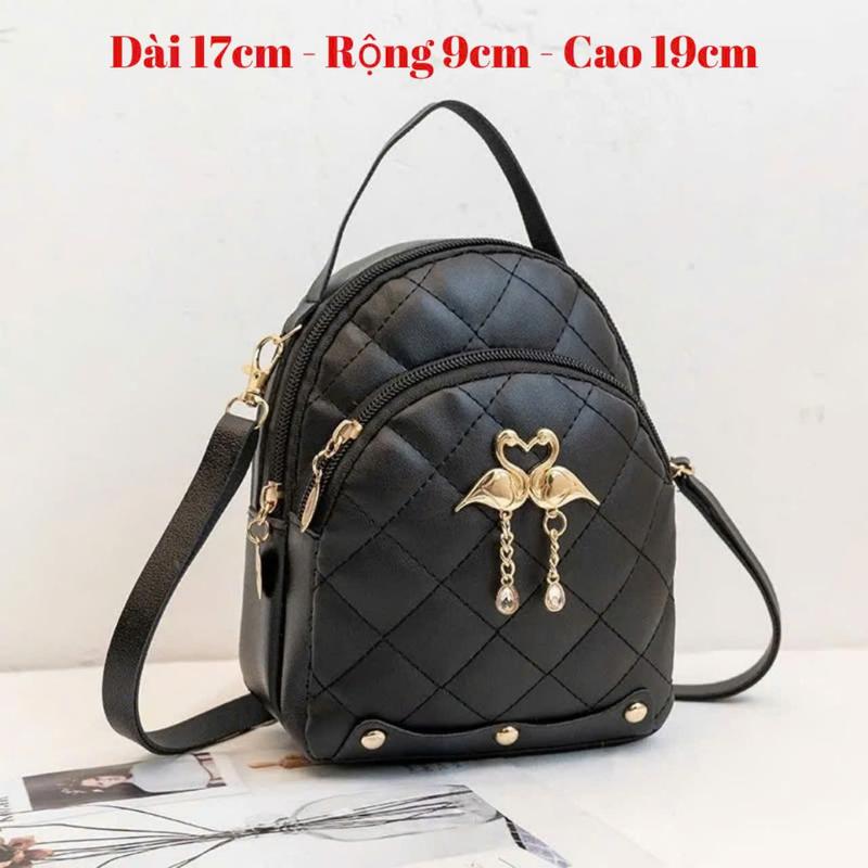 BALO NỮ THỜI TRANG ĐA NĂNG NHỎ GỌN, KIÊM LÀM TÚI ĐEO CHÉO ĐEO VAI VÀ XÁCH TAY, PHỐI HÌNH HẠC VÀ CARO SÀNH ĐIỆU NEW-0038