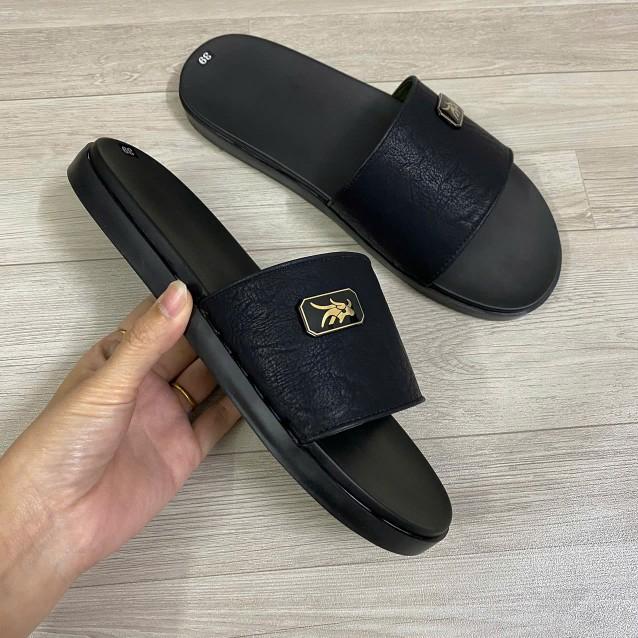 Product Introduction of Bản Khâu Quai-Dép da nam đẹp khâu quai  bản VIP cao cấp 2 loại,Dép da SỪNG TRÂU lôgo bóng đẹp,dép đế bằng Slipper 23