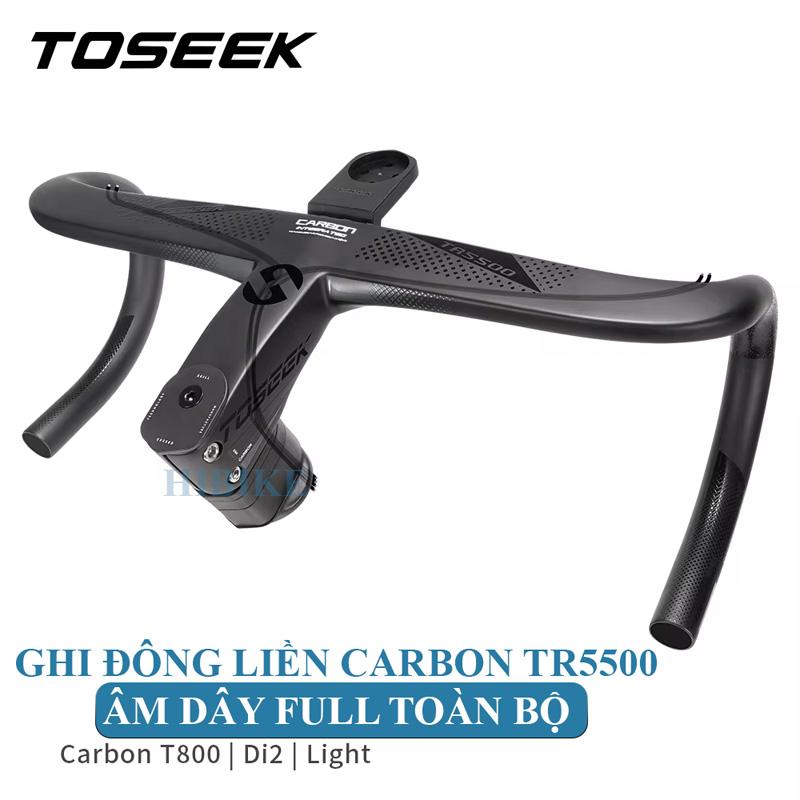 Ghi Đông Liền Carbon Toseek TR5500 Âm Dây Full Tay Lái Xe Đạp Carbon
