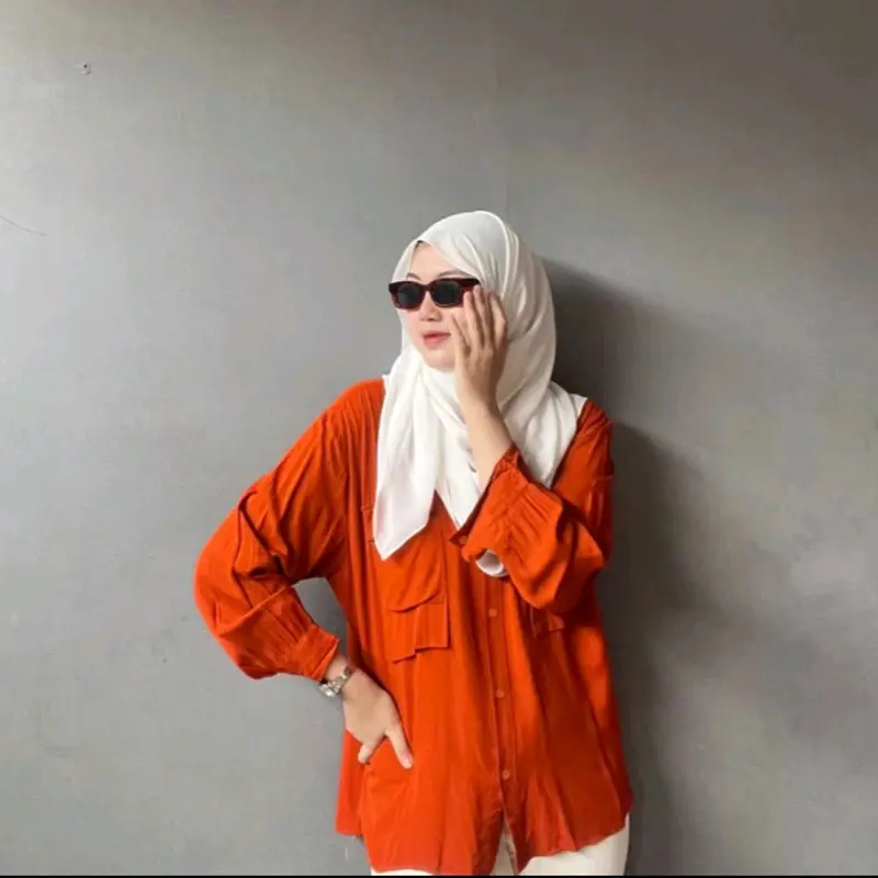 MAN.DEH MARWAH SHIRT Rayon Kemeja Wanita Oversize Hijab & Non Hijab Polos 2