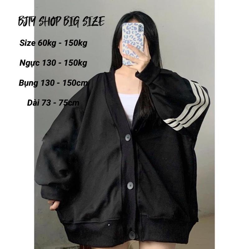 I BIG SIZE I KHOÁC CARDIGAN UNISEX NAM NỮ ĐEN 3 SỌC FORM RỘNG SIZE 60KG ĐẾN 135KG - BJTY SHOP BIG SIZE áokhoá cnữ áo khoác xám áo hoodie gió len tăm chỉ giặt tay đen viền nâu hoodie zip xanh giặt bằng nước lạnh zipper bí ngô cloudzy 有 財☑✔sọc đen trắng☑✔ z